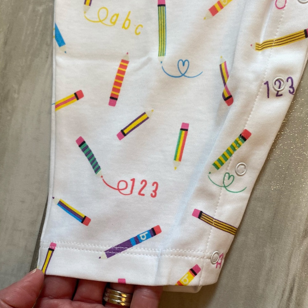 NWT Bella Bliss Pima Back to School Cotton Overalls with Colorful Pencils, 12M - Picture 9 of 10